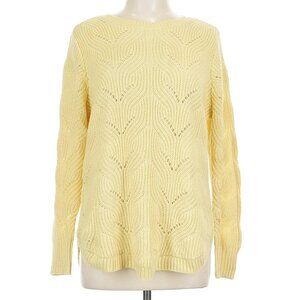 SONOMA Cozy Wave Stitch Crewneck Sweater Light Yellow Open Weave Knit Crew Neck